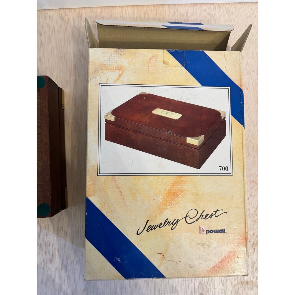 Vintage Powell Wood Jewelry Box /Treasure Box Solid Brass Brown Cherry Finish - Picture 3 of 6